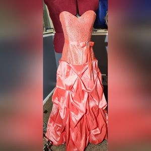 Coral/peach ballgown quinceanera gown